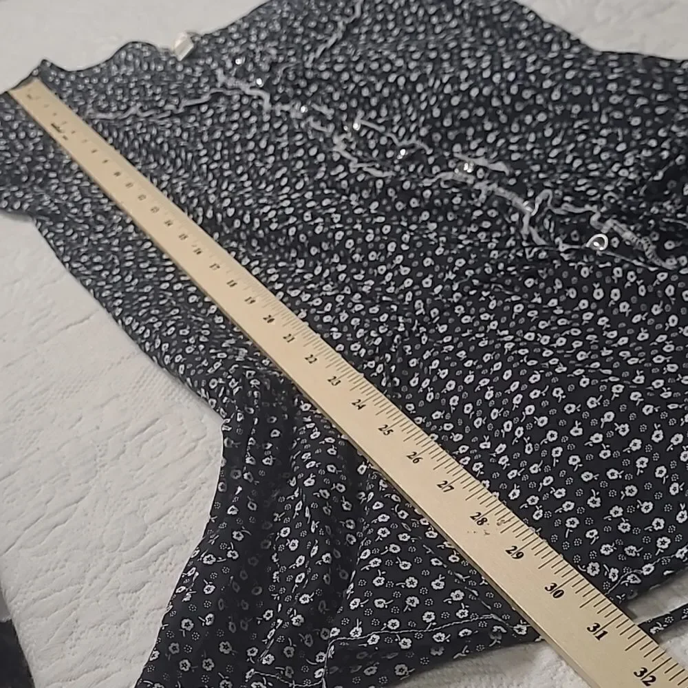 ambiance Apparels sz L dropwaist blouse button front waist ties